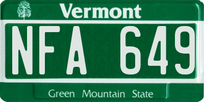 VT license plate NFA649