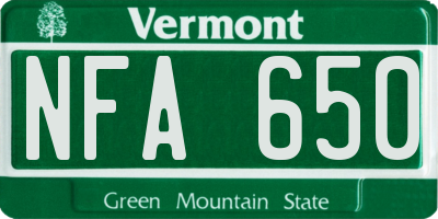 VT license plate NFA650