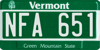 VT license plate NFA651