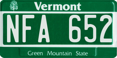 VT license plate NFA652