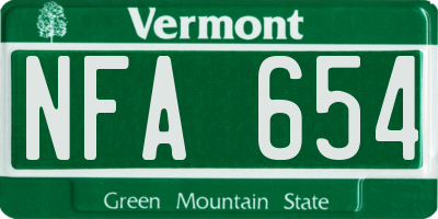 VT license plate NFA654