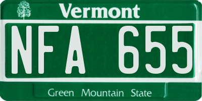 VT license plate NFA655