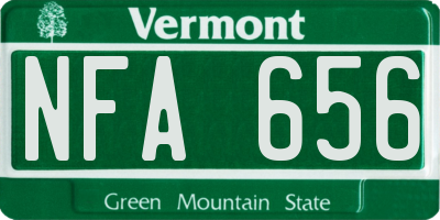 VT license plate NFA656