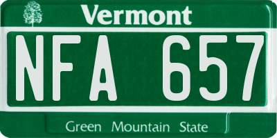 VT license plate NFA657