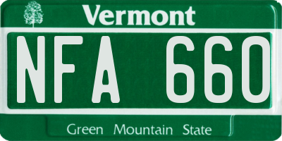 VT license plate NFA660