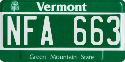 VT license plate NFA663