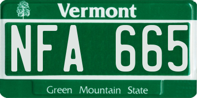 VT license plate NFA665