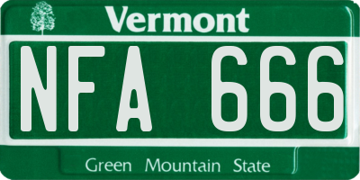 VT license plate NFA666