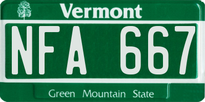 VT license plate NFA667