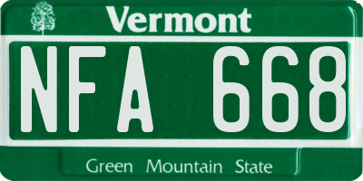VT license plate NFA668