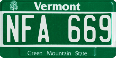 VT license plate NFA669
