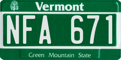 VT license plate NFA671