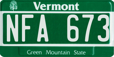 VT license plate NFA673