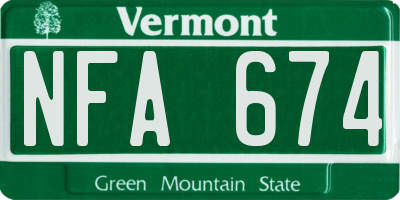 VT license plate NFA674