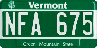 VT license plate NFA675