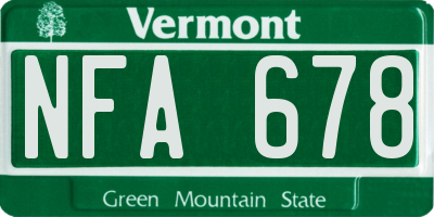 VT license plate NFA678