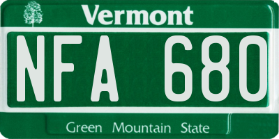 VT license plate NFA680
