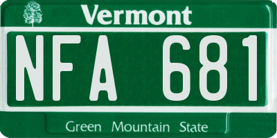 VT license plate NFA681