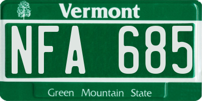 VT license plate NFA685