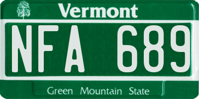 VT license plate NFA689