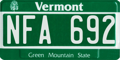 VT license plate NFA692