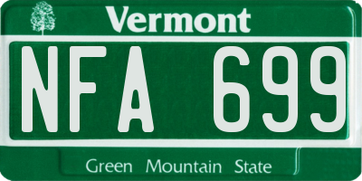 VT license plate NFA699
