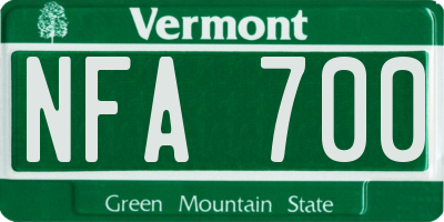 VT license plate NFA700