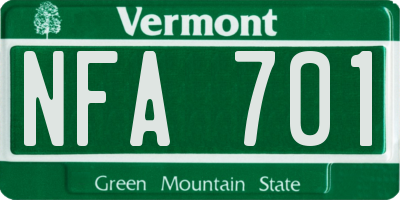 VT license plate NFA701