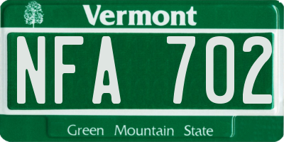 VT license plate NFA702