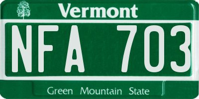 VT license plate NFA703