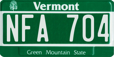 VT license plate NFA704