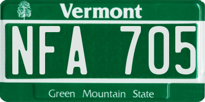 VT license plate NFA705