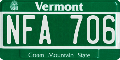 VT license plate NFA706