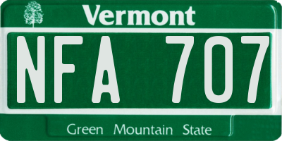VT license plate NFA707