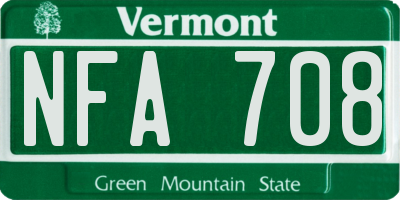 VT license plate NFA708