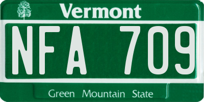 VT license plate NFA709