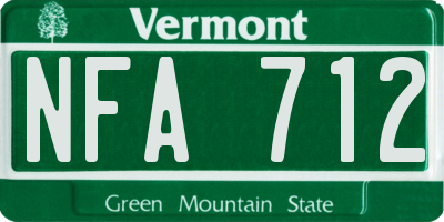 VT license plate NFA712
