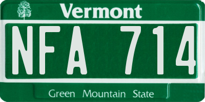 VT license plate NFA714