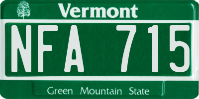 VT license plate NFA715