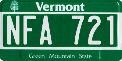 VT license plate NFA721