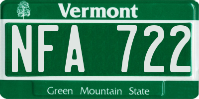 VT license plate NFA722
