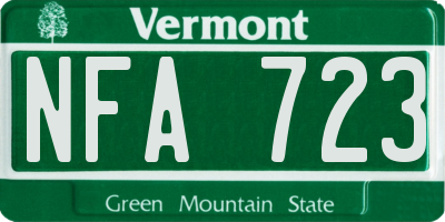VT license plate NFA723