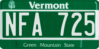 VT license plate NFA725