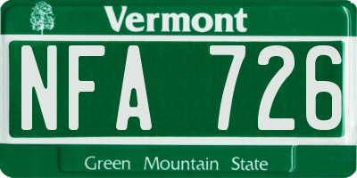 VT license plate NFA726