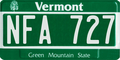 VT license plate NFA727