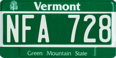 VT license plate NFA728