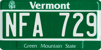 VT license plate NFA729