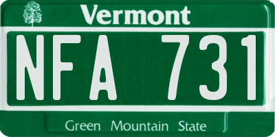 VT license plate NFA731