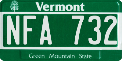 VT license plate NFA732