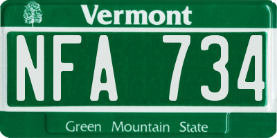VT license plate NFA734